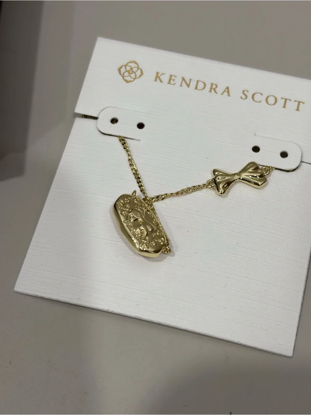 Kendra Scott Gold Necklace with Light Pink Oval Stone - Picture 4 of 4